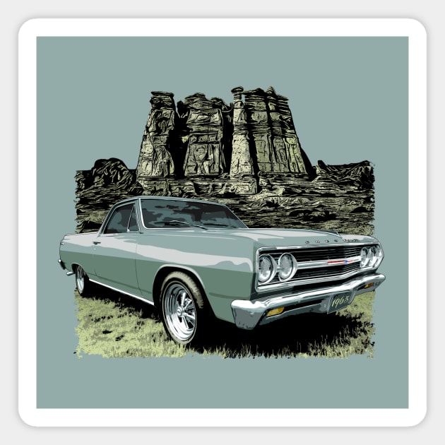 Mosport Green 65  Chevy El Camino Magnet by ZoeysGarage